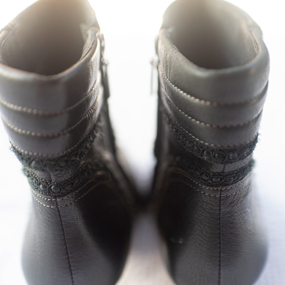 Antia Heeled Boots MADE IN SPAIN 10M Ribbon Detail Black Leather - Picture 7 of 9